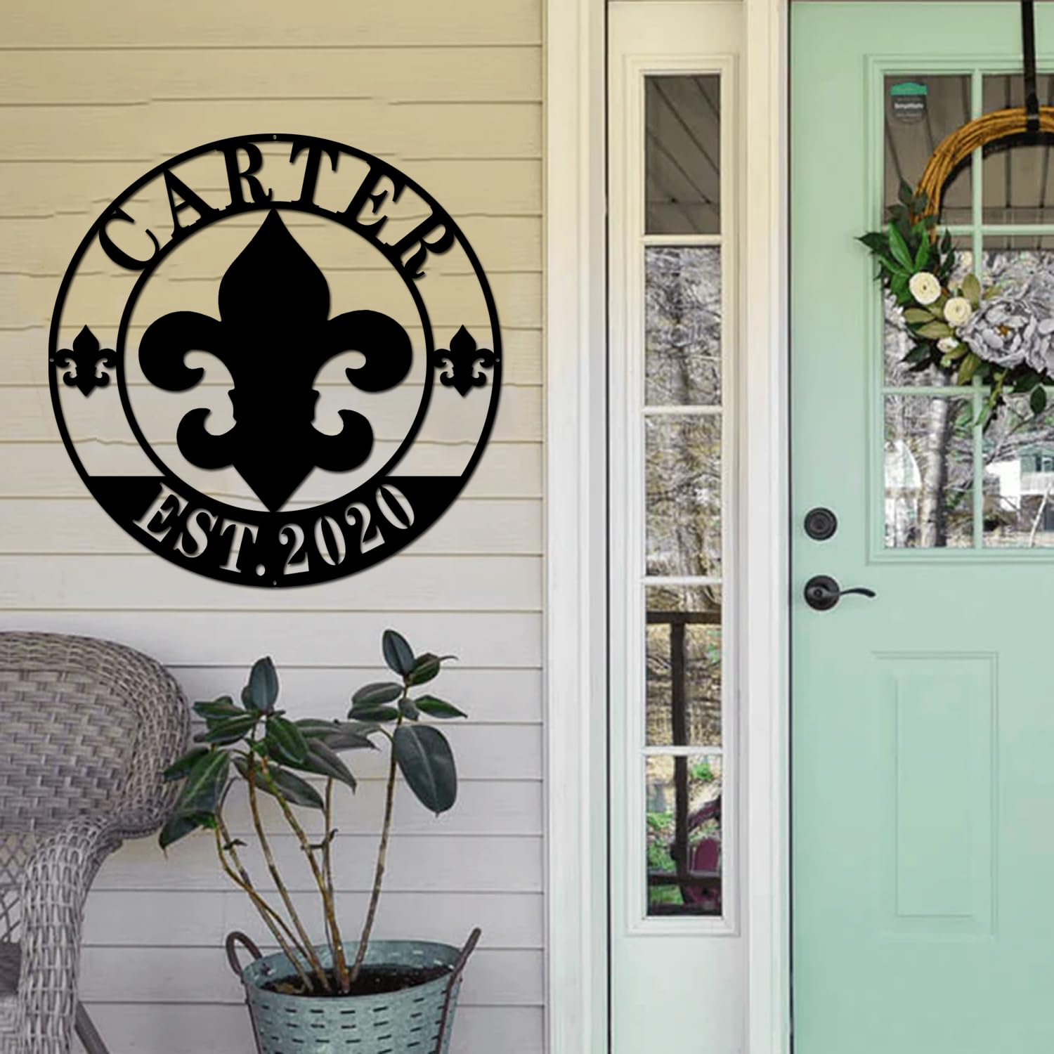 Powder coated metal sign with pre-drilled holes for easy mounting