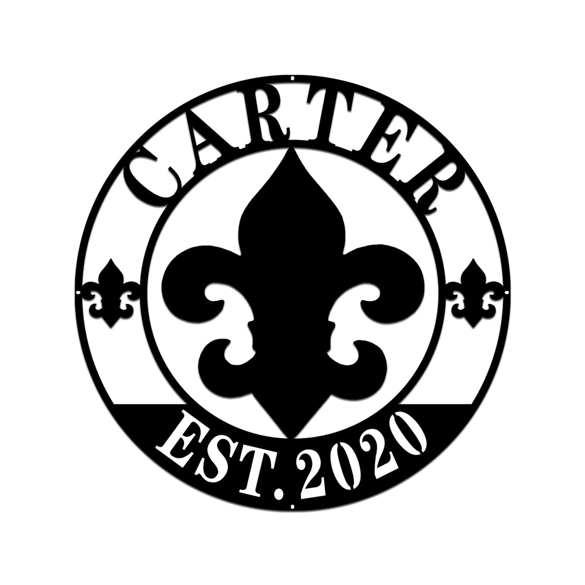 IFHUH Fleur De Lis metal sign with last name personalization for wall decor