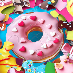 Twelve donuts with varied frosting colors patterns and toppings