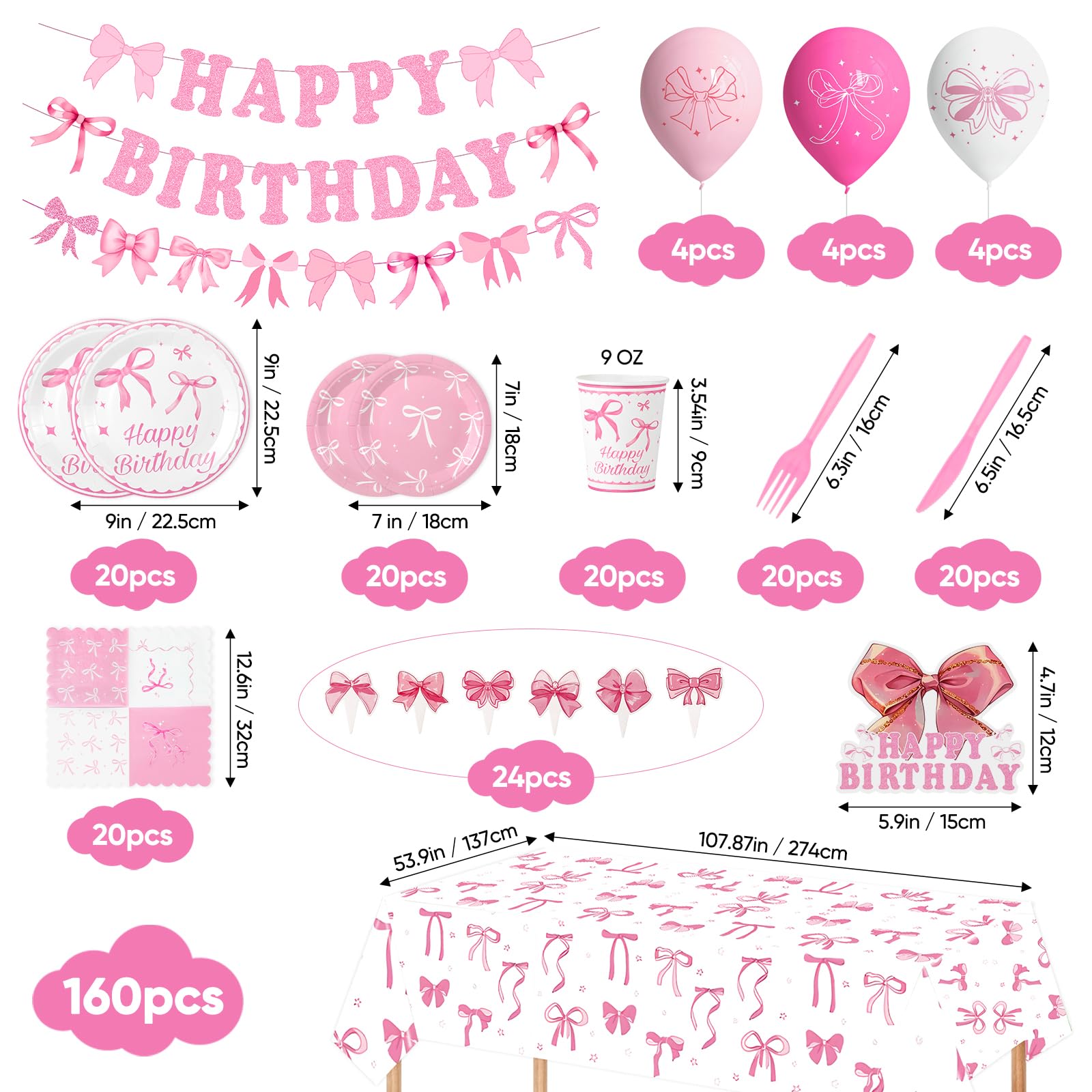 Coquette birthday decorations pink bow detail image