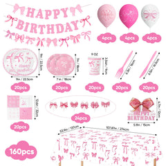 Coquette birthday decorations pink bow detail image