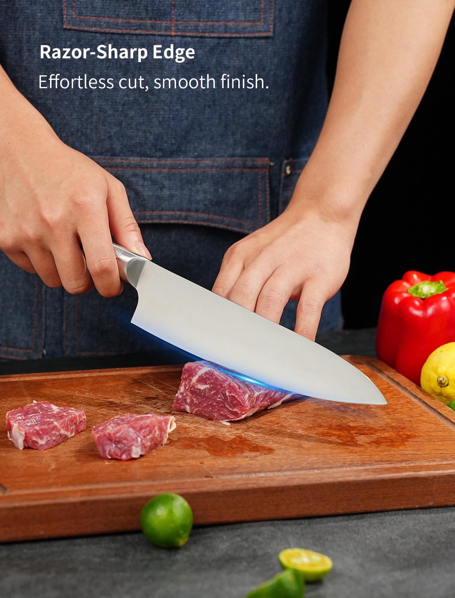 8 inch gyuto knife blade and ergonomic handle