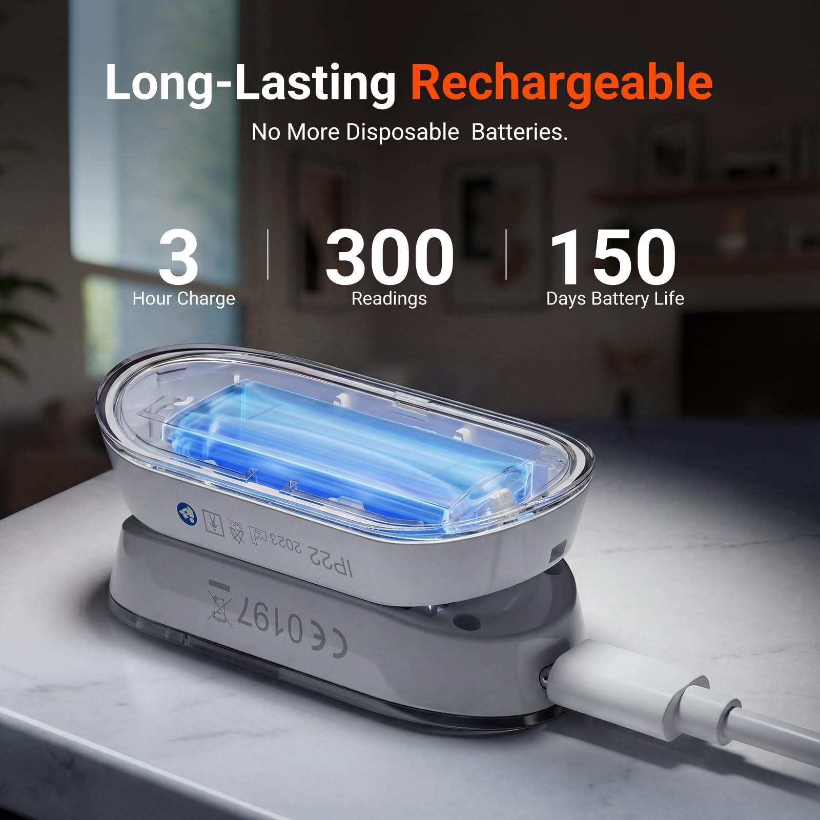 built-in rechargeable battery with micro-USB charger
