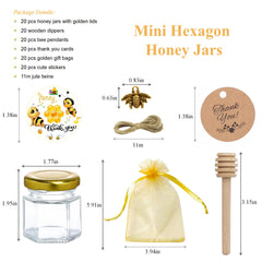 20 pack glass honey jars with wooden dippers