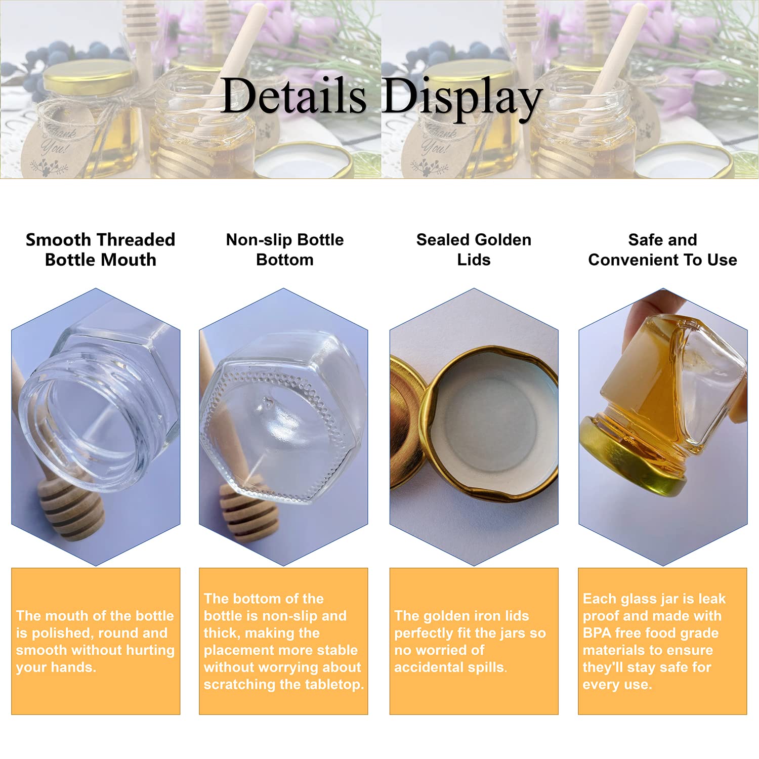 Multi purpose jars for honey jam and small items