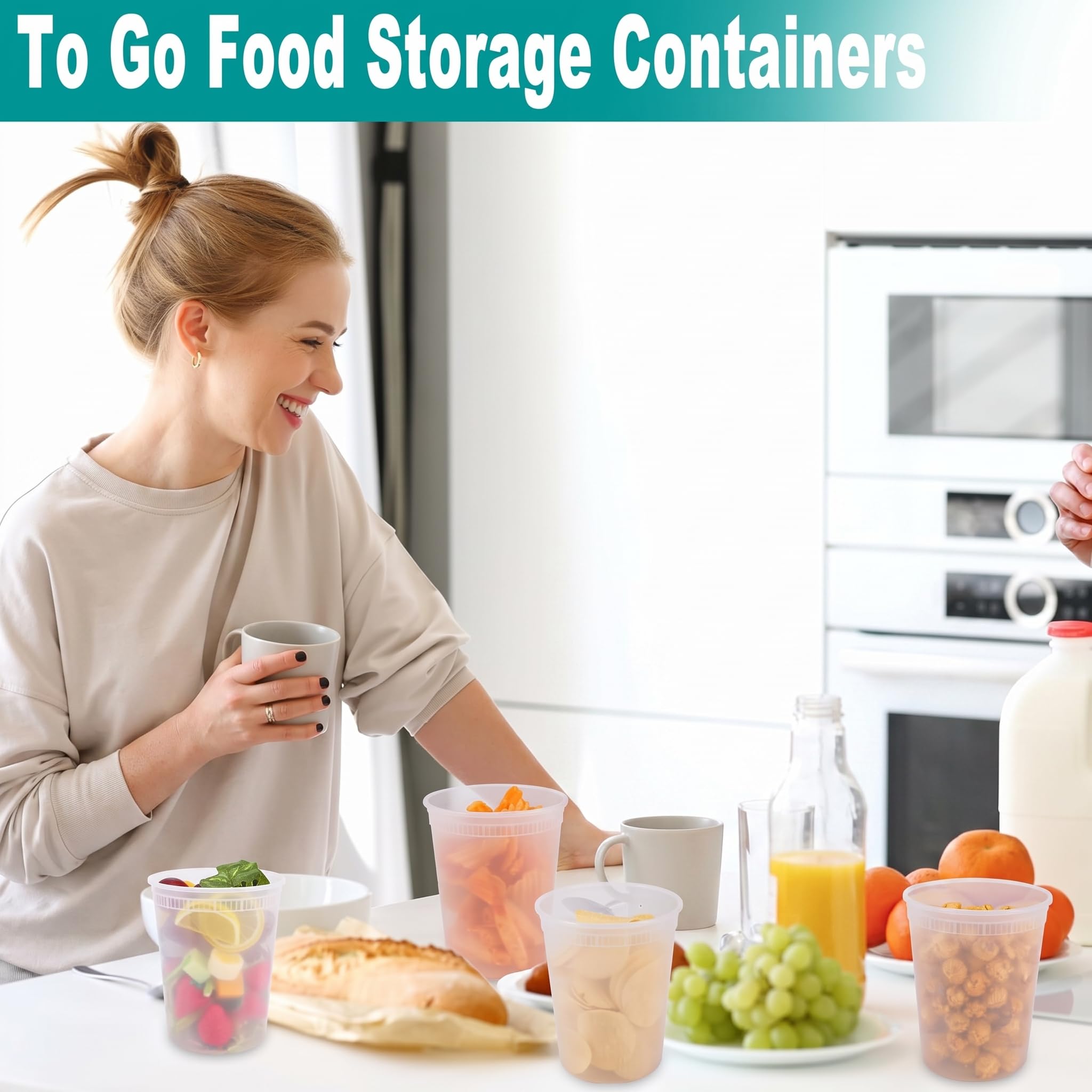 50-count deli containers with lids for meal prep IJRPLM 32oz