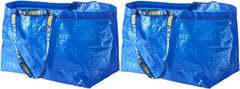 Blue Ikea Frakta bag with 10 gallon capacity and polypropylene construction