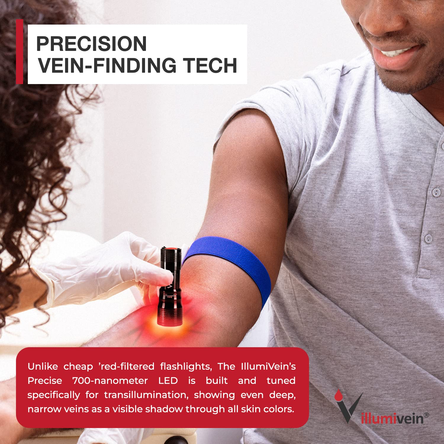 Portable Illumivein Premium Vein Finder used by clinicians during patient care