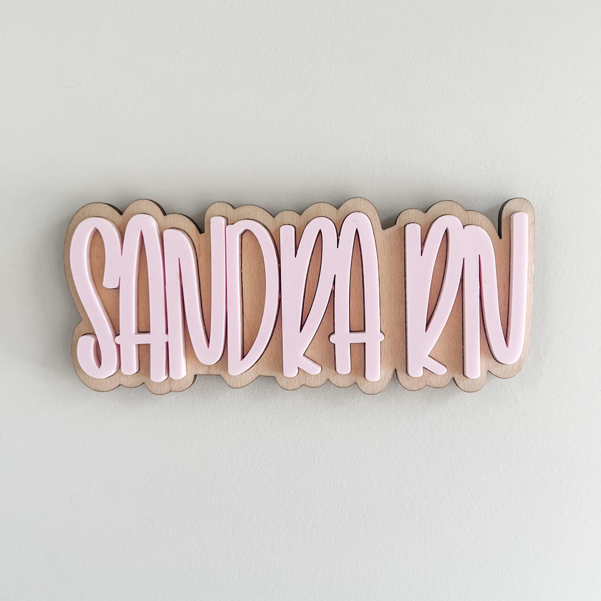 Artwork display on refrigerator with name magnet