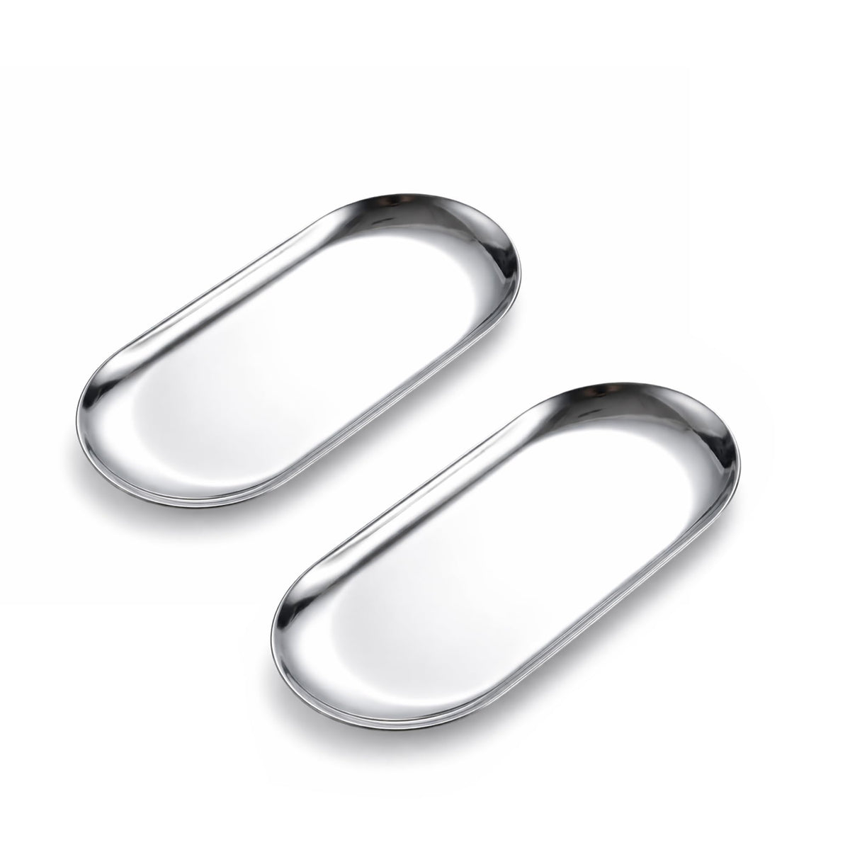 IM EE A 2-Pack Small Oval Tray stainless steel top view