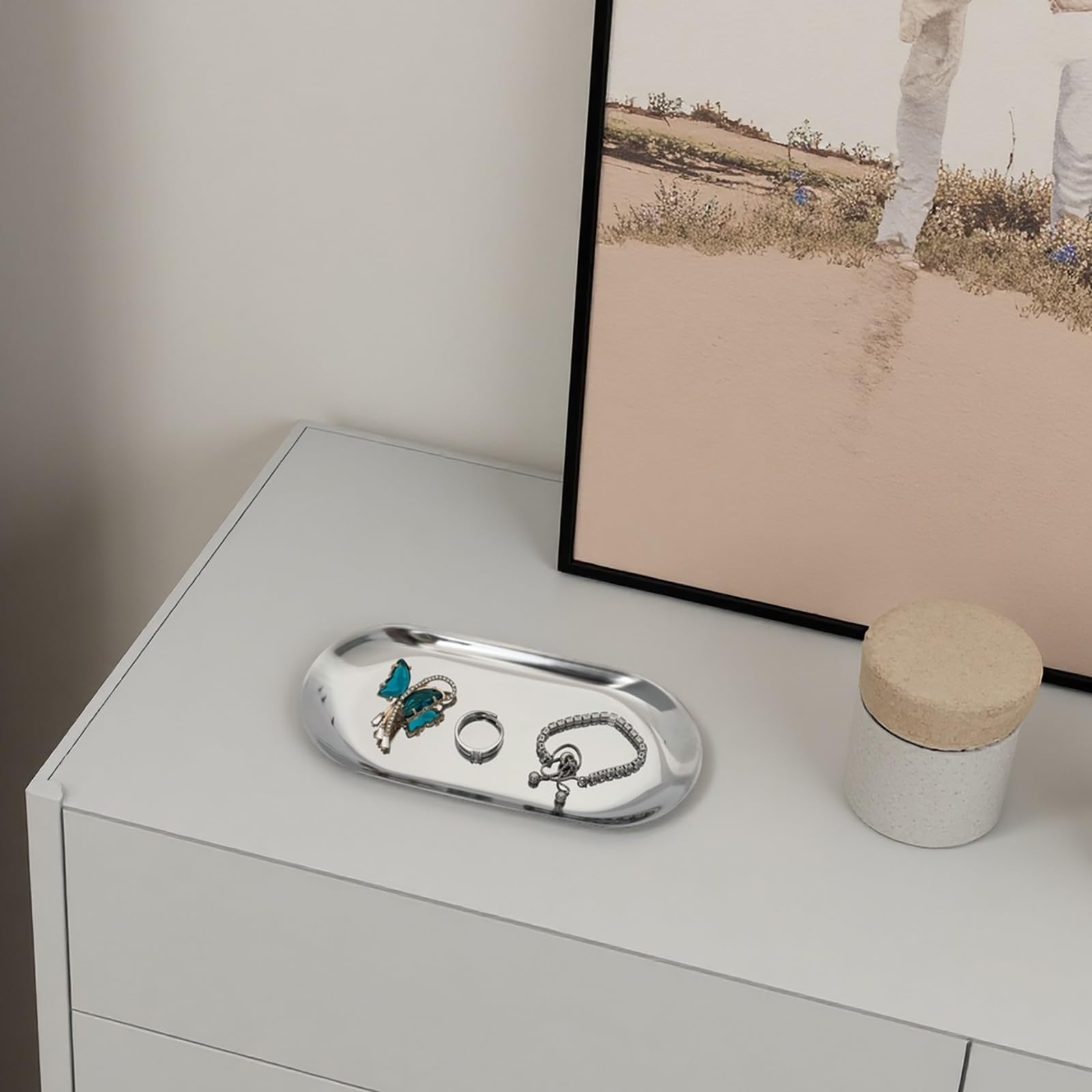 IMEEA mirror polished finish oval tray for vanity