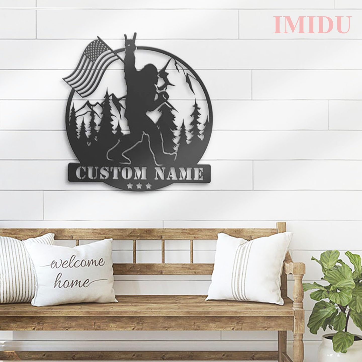 Custom text bigfoot metal wall art