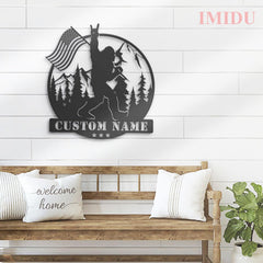 Custom text bigfoot metal wall art