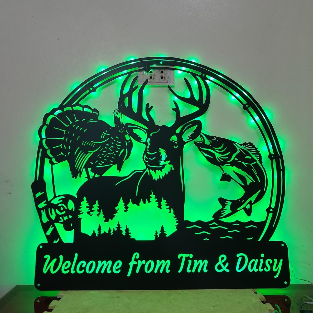 Hunter name sign metal with LED light 10 inch size by IMIDU