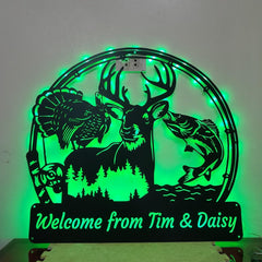 Hunter name sign metal with LED light 10 inch size by IMIDU