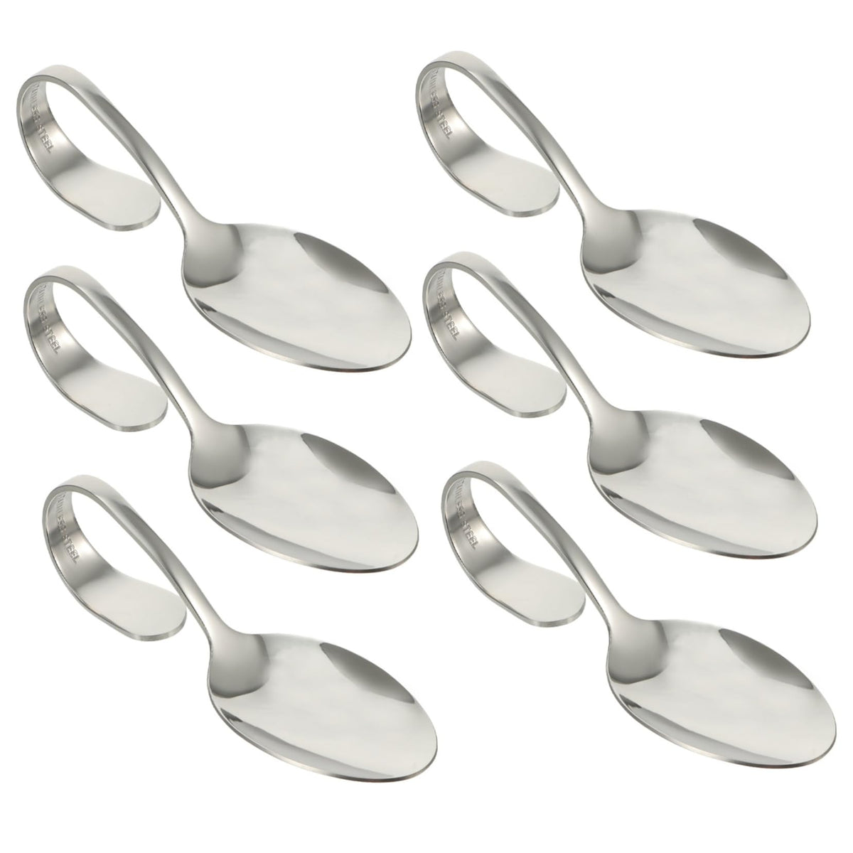 IMIKEYA 6pcs curved handle stainless steel spoons