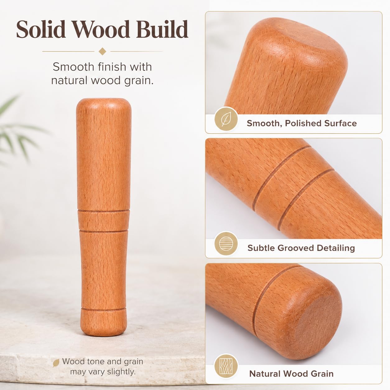 Multipurpose wooden muddler for spices and pastes