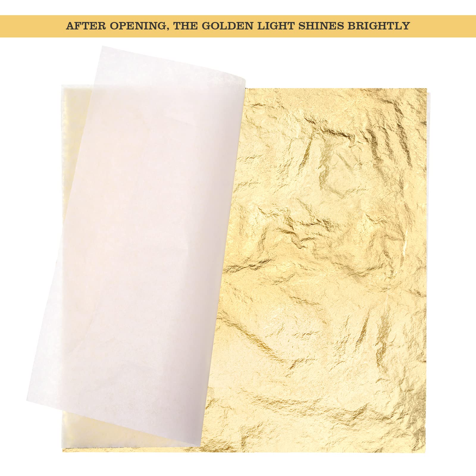 Imitation gold foil sheets loose between tissue sheets