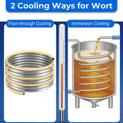 Wort chiller with 2PCS 1/2 inch connection barbs