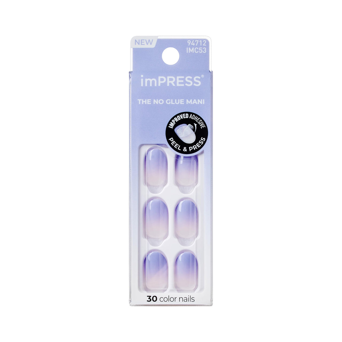 Impress Color Ombre Press On Nails Friendzone blue short oval