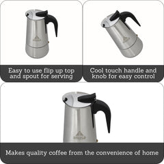 IMUSA USA B120-22062M stainless steel coffeemaker close up