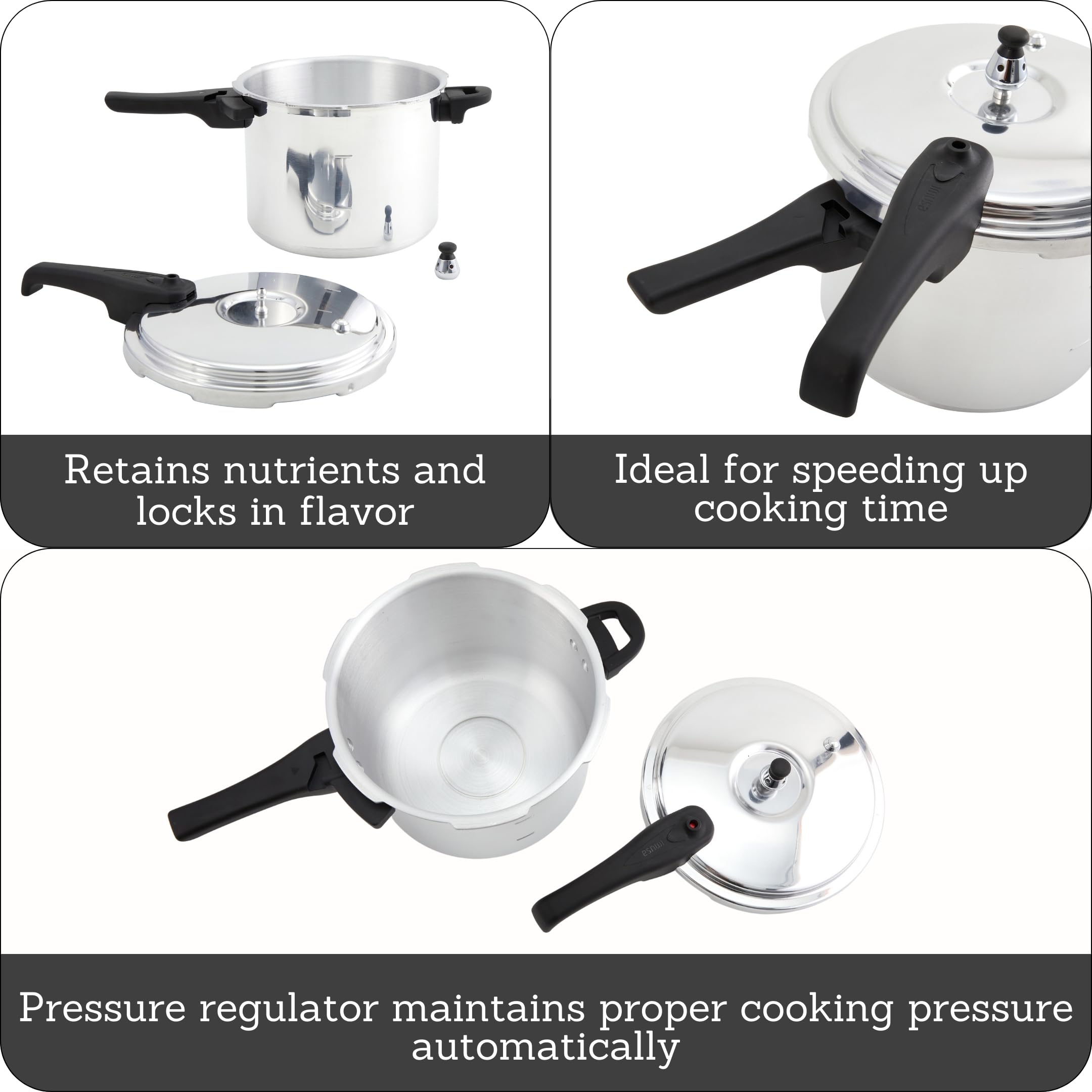 IMUSA aluminum pressure cooker with mirror polished exterior