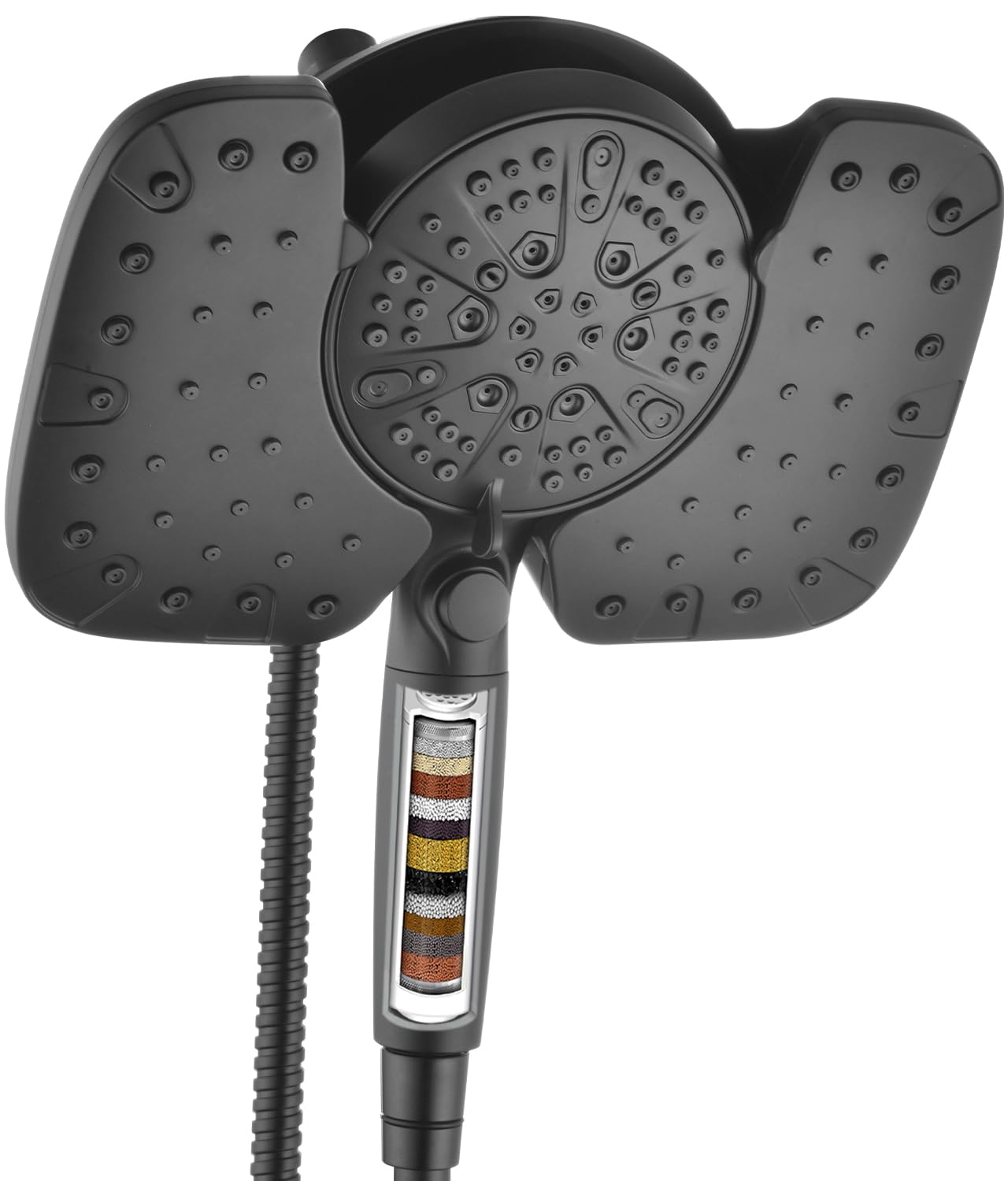 INAVAMZ black shower heads product image showing rainfall and handheld combo