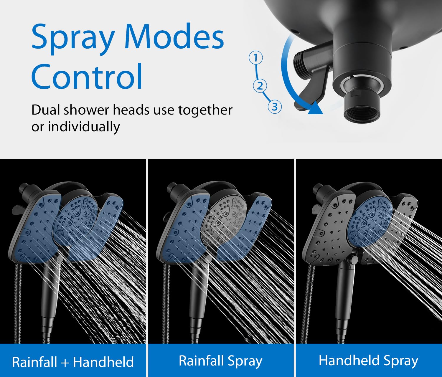 Detachable handheld shower head with pause switch