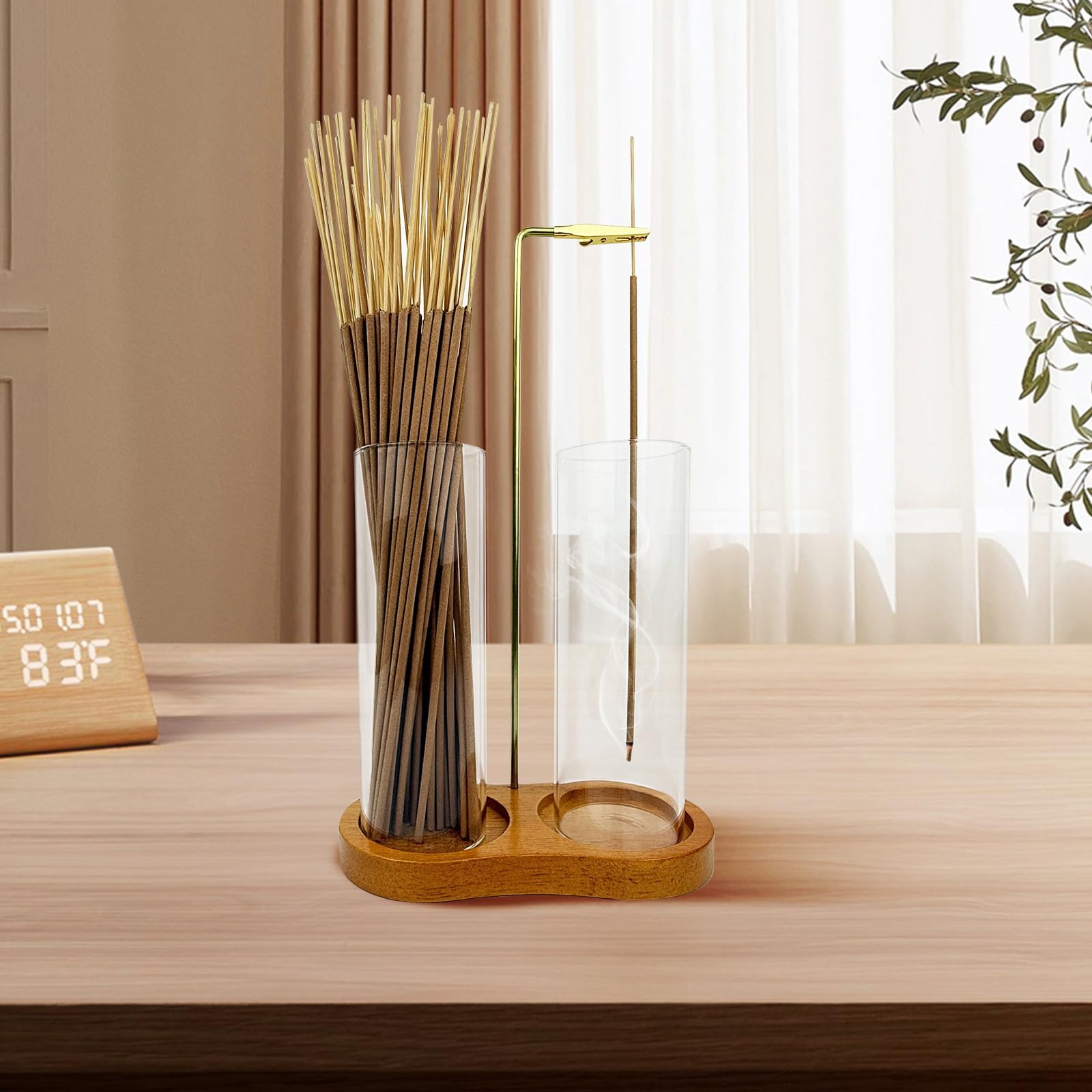 Incense burner featuring ash catcher and metal clip