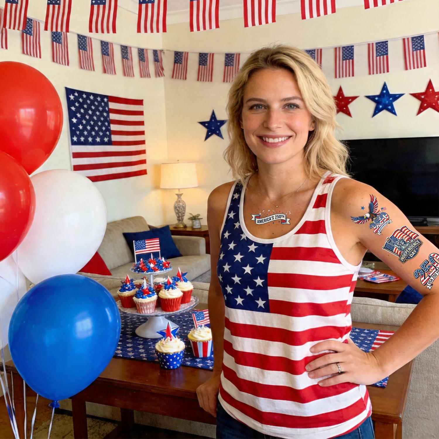Patriotic tattoos for Independence Day party favors