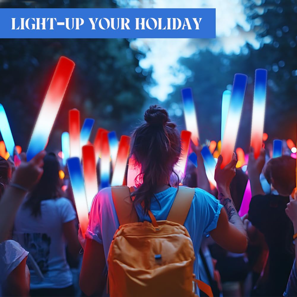 Independence Day outdoor parade setup with glow sticks