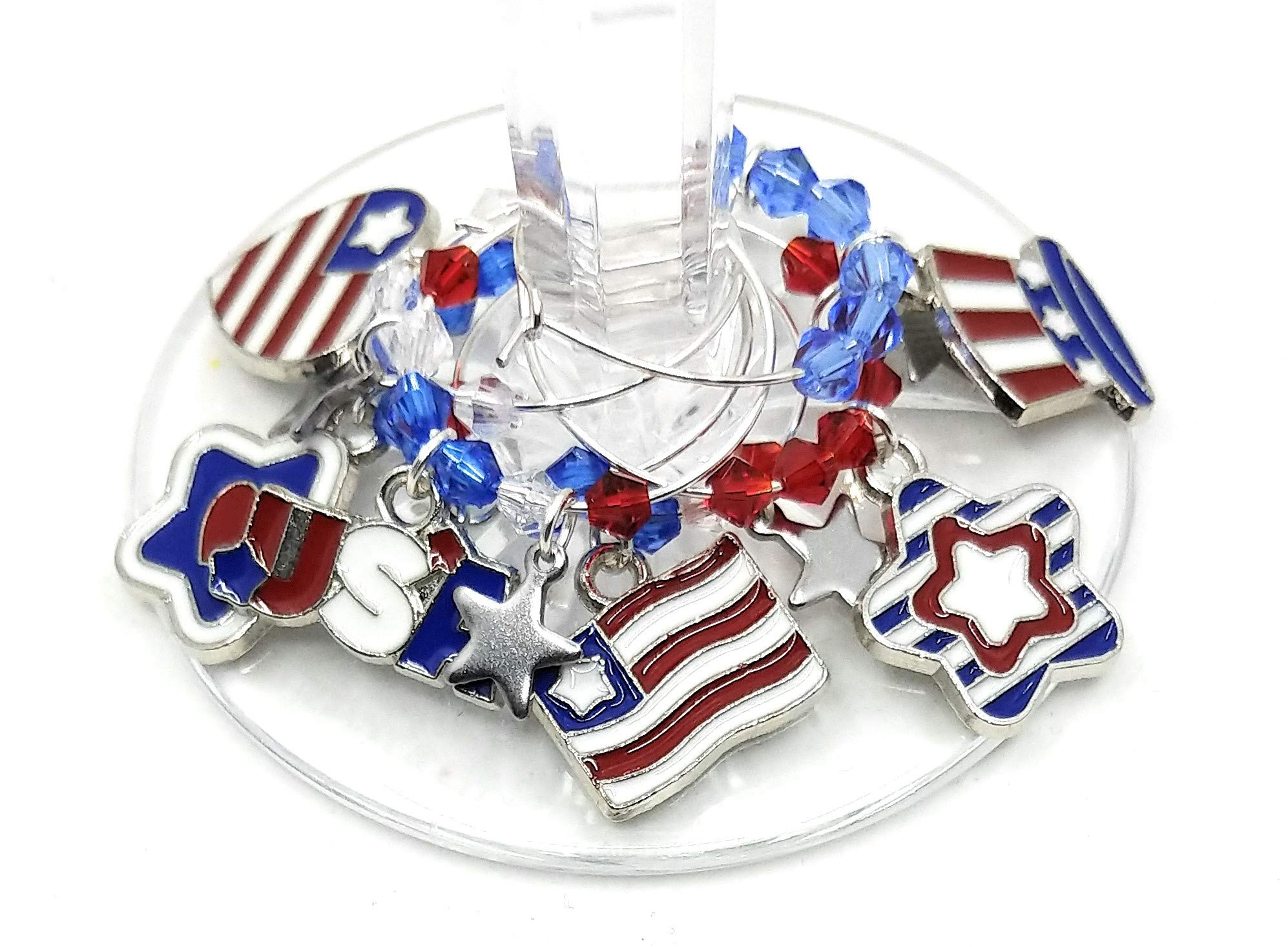 Independence Day patriotic wine charms for party glasses