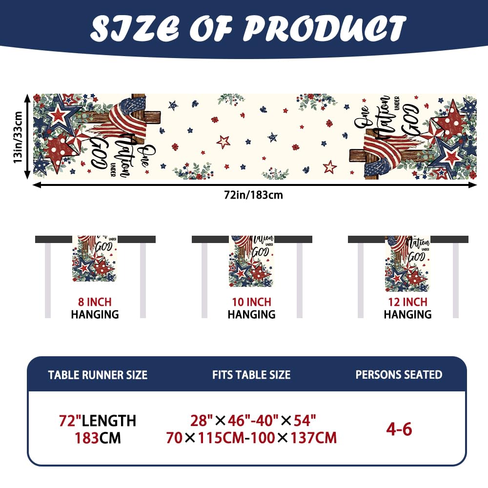 Independence Day decor table runner flat lay