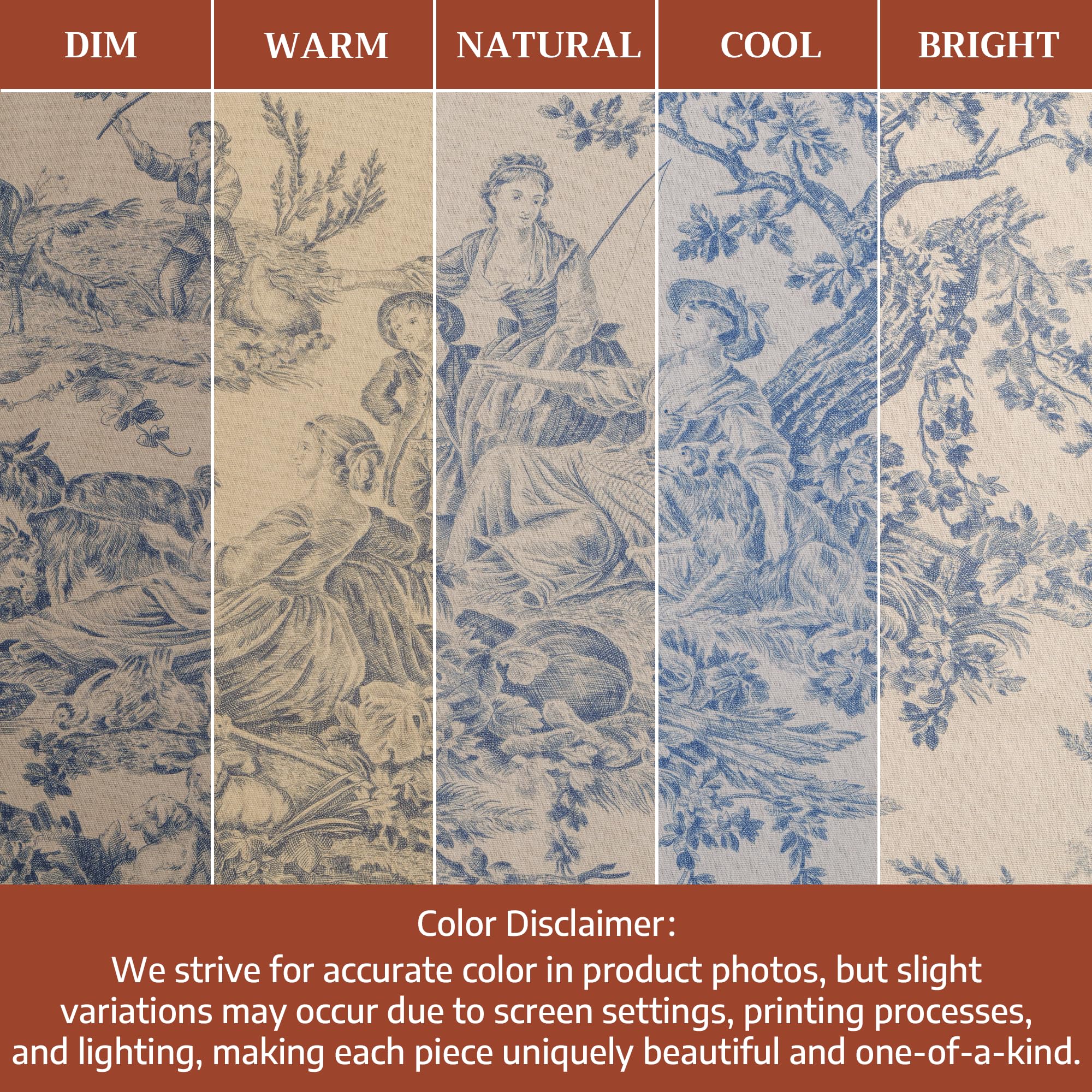 Toile pattern curtain panel for home decor