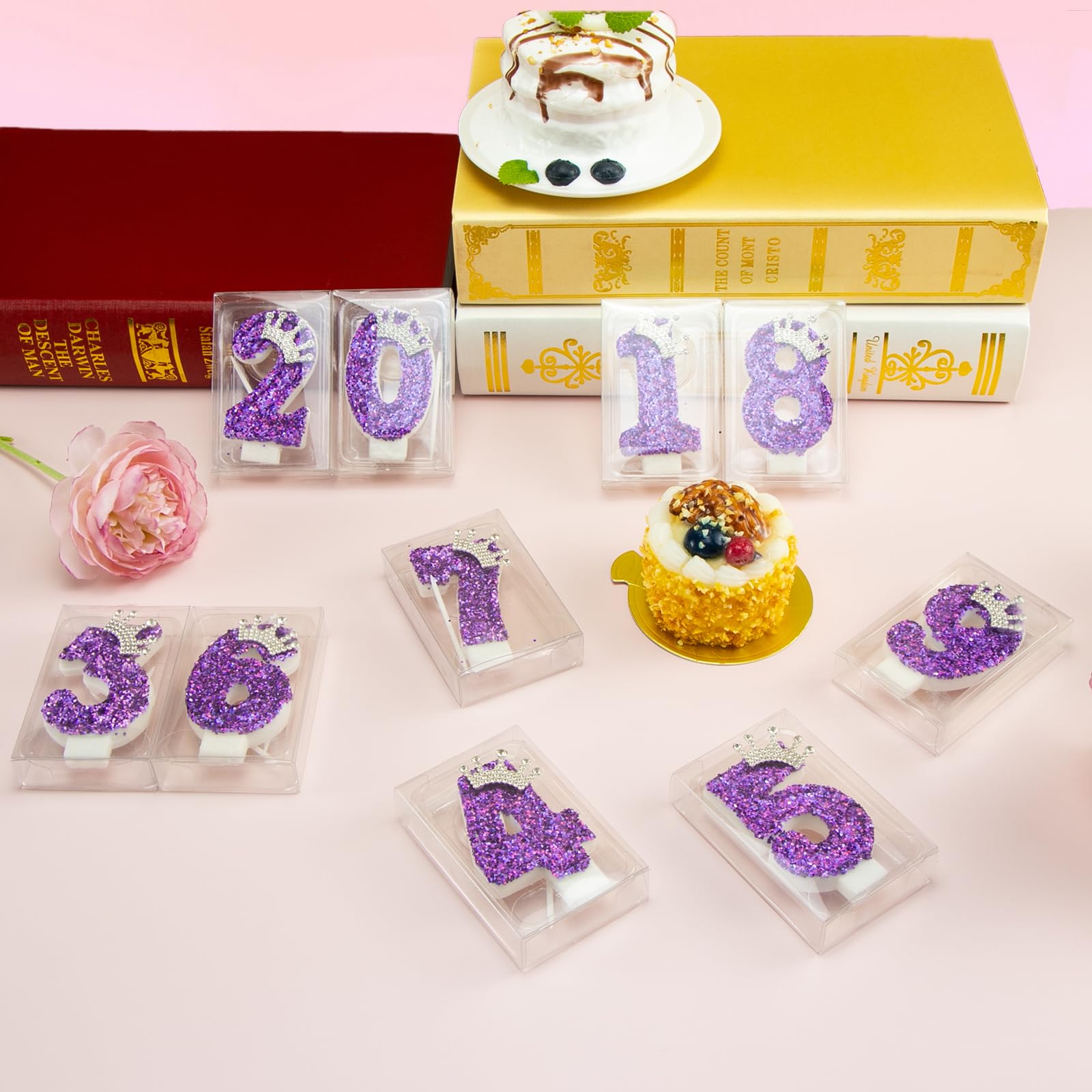 Individually packaged number 7 candle in PVC box