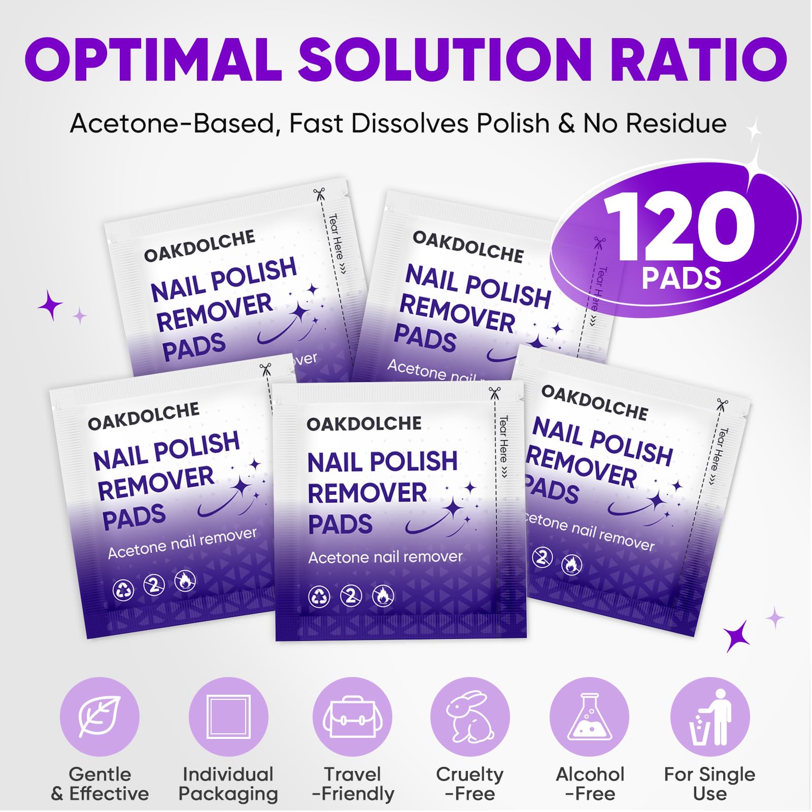 OAKDOLCHE acetone remover pads glycerin aloe fragrance