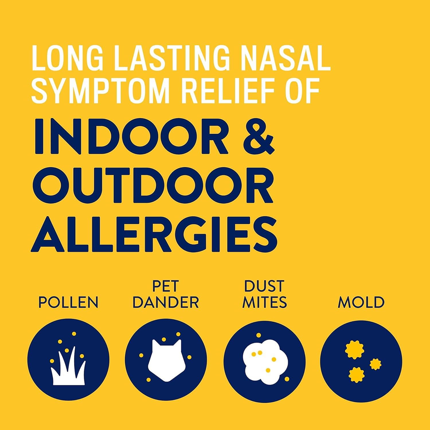 Indoor and outdoor allergy relief information on box