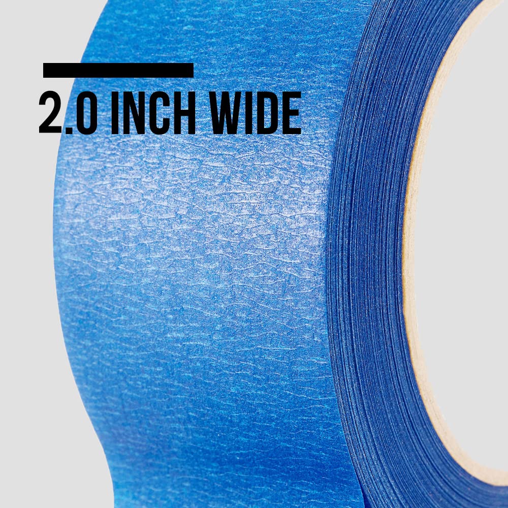 Blue painter's tape suitable for indoor and outdoor use