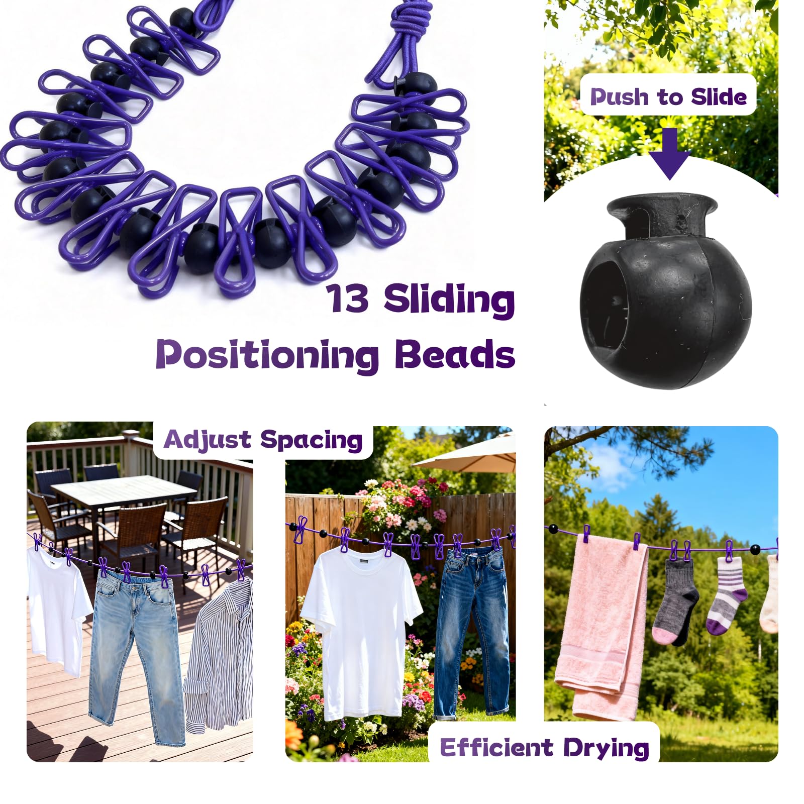 Windproof slip-resistant clips secure towels and jeans