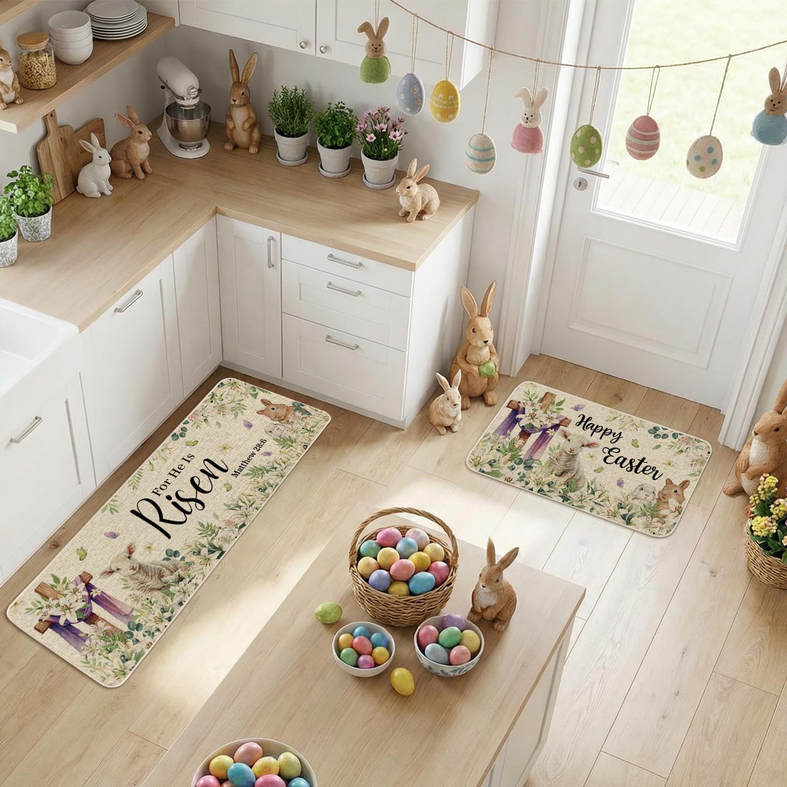Low profile 0.25 inch kitchen mats with non-slip backing