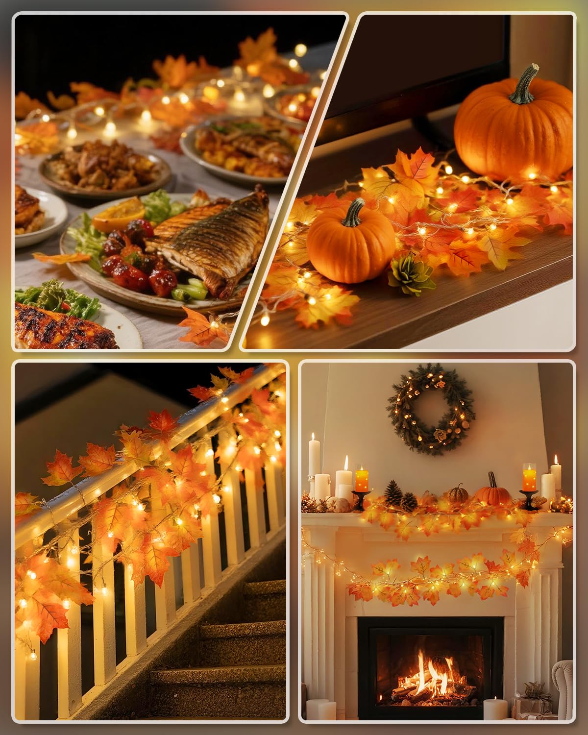 Battery powered maple leaf garland for decor not included batteries