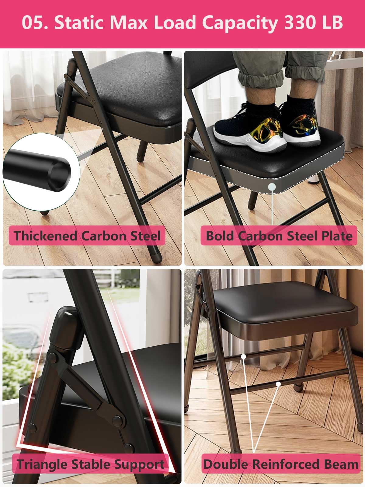 non-slip foot covers on folding chair feet
