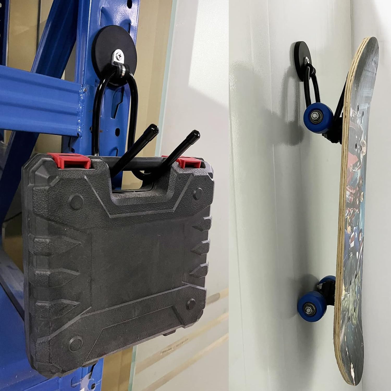 Indoor outdoor hanging hooks set on ferrous metal surface