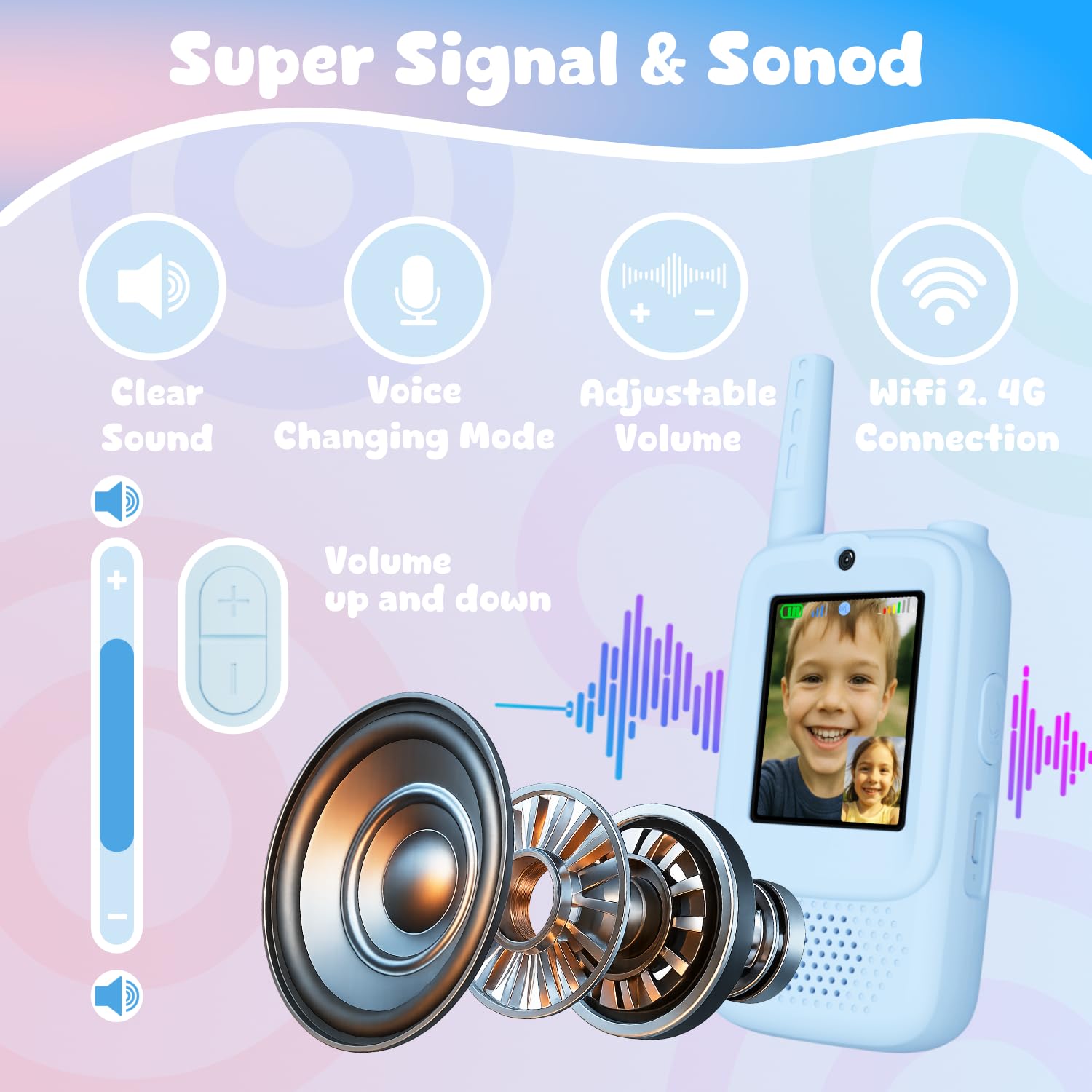 Kids 4 voice and video effects walkie talkies