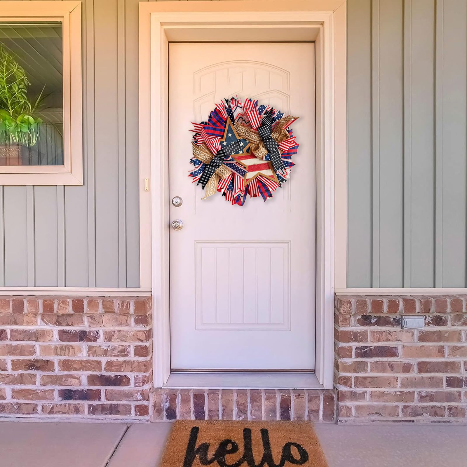 Durable patriotic wreath designed for long lasting display