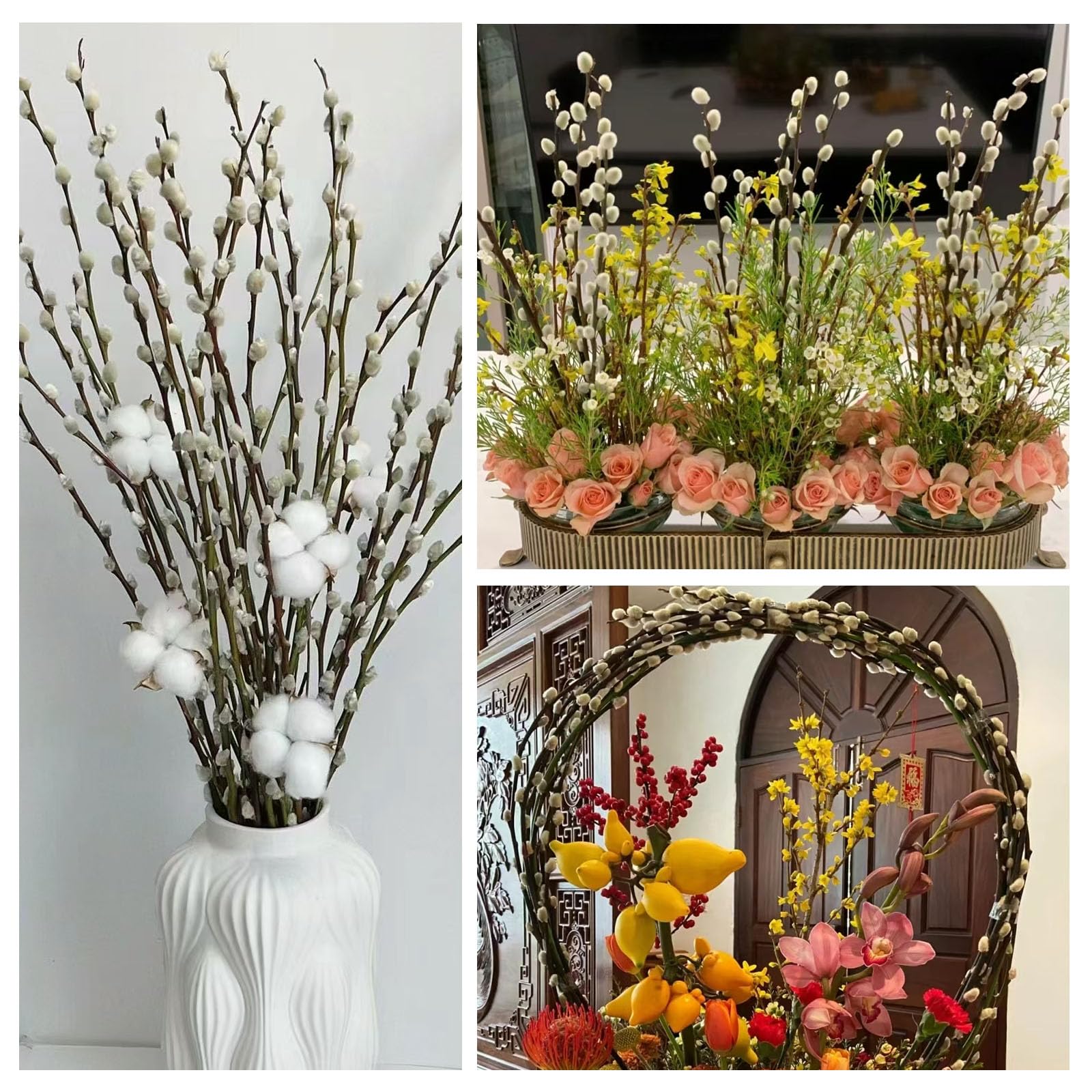 Indoor outdoor decor with PussyWillow branches 17 in