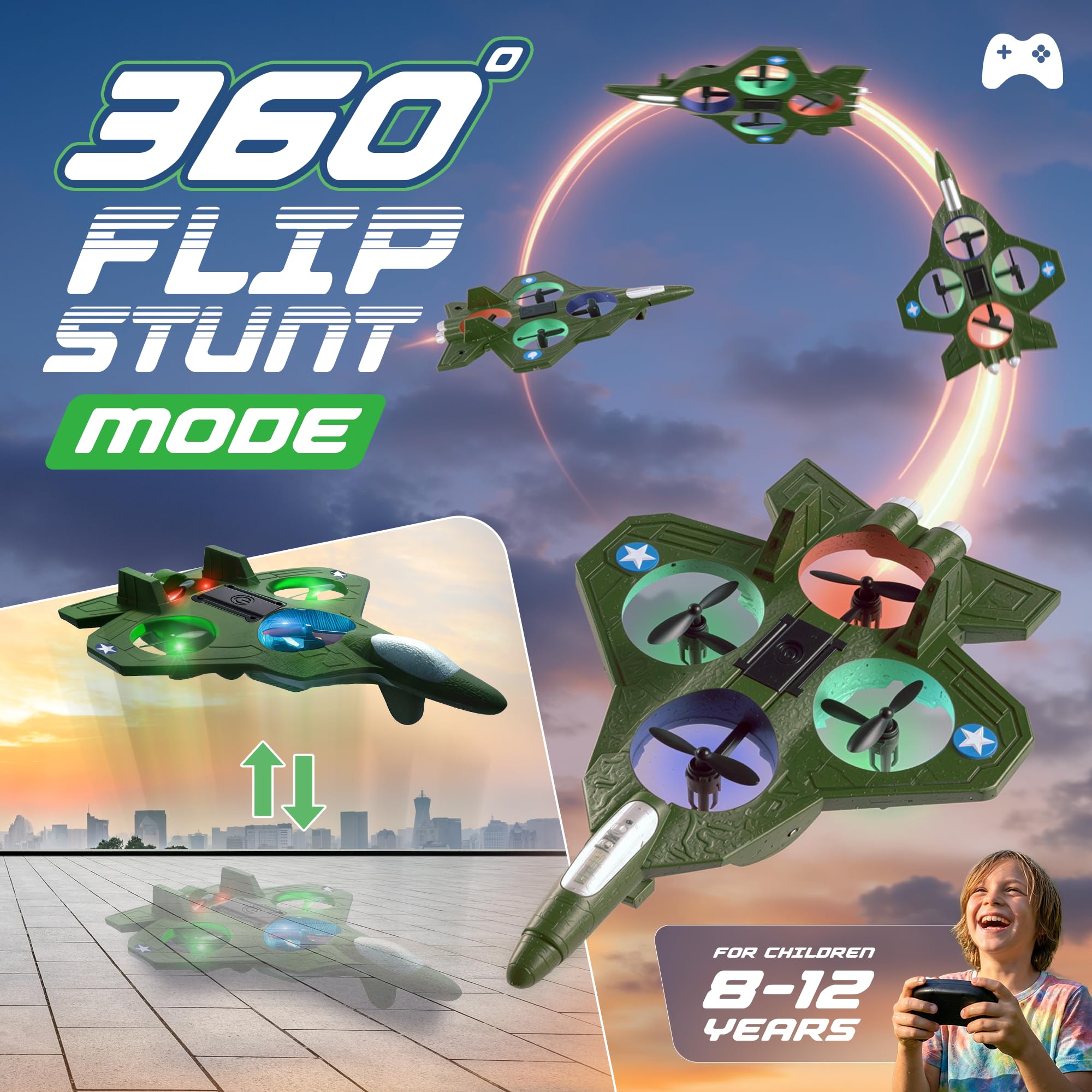 Three plug-in batteries for 21-24 minutes of flight