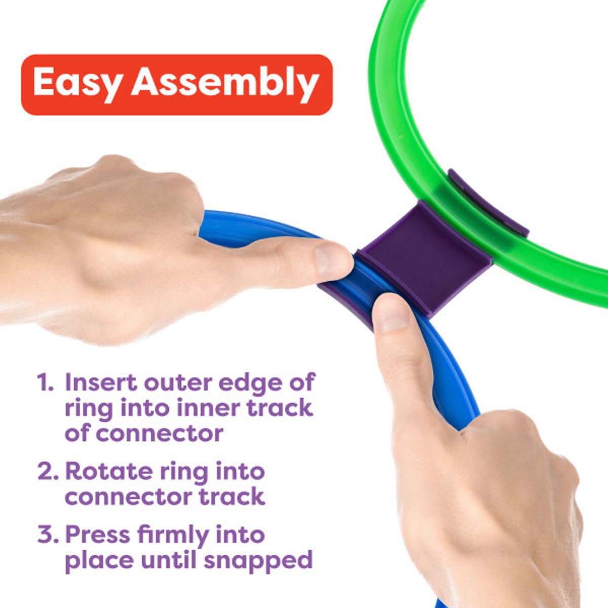 Indoor and outdoor rings set shown for versatile play