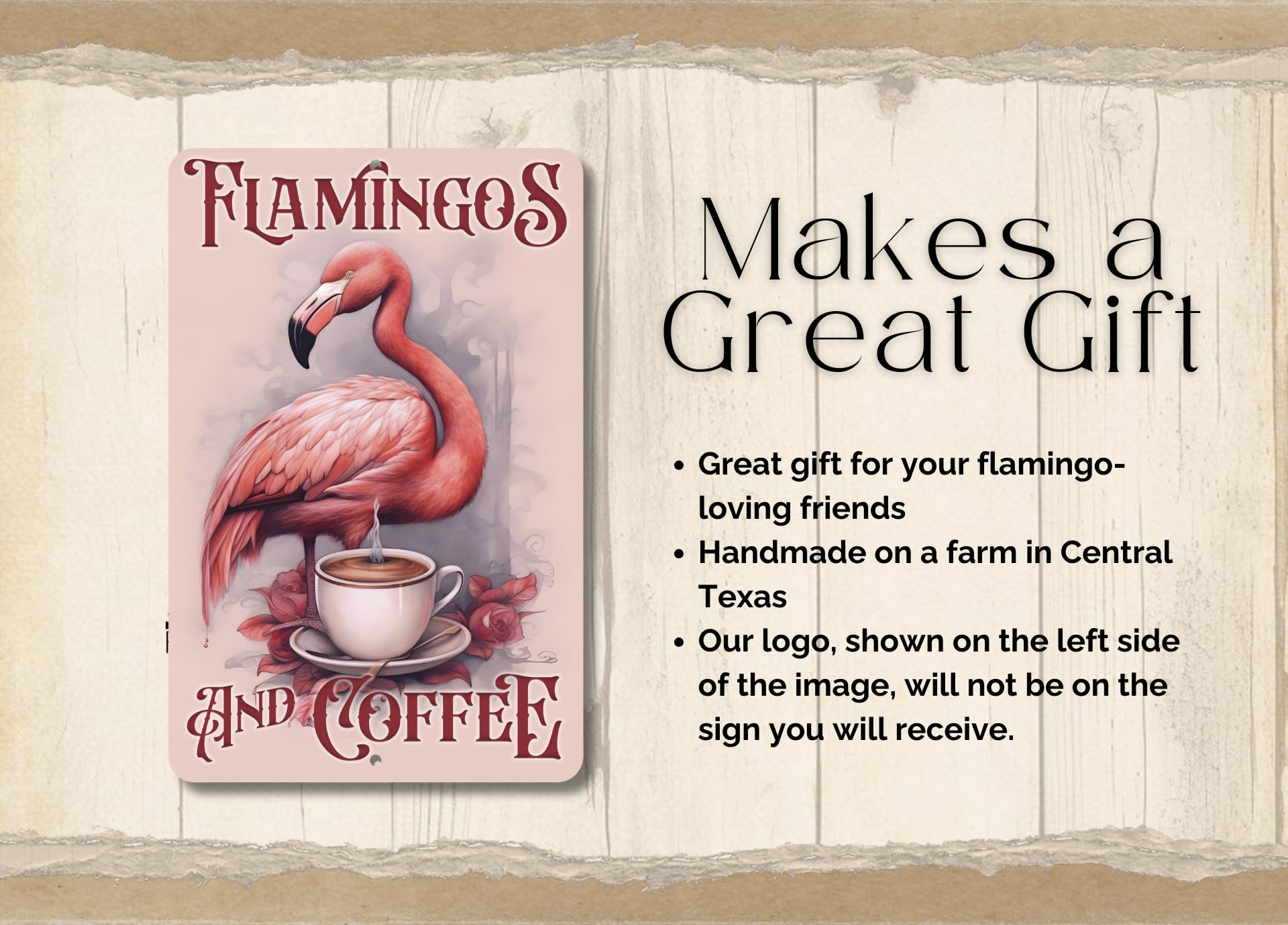 Flamingo coffee bar decor metal sign
