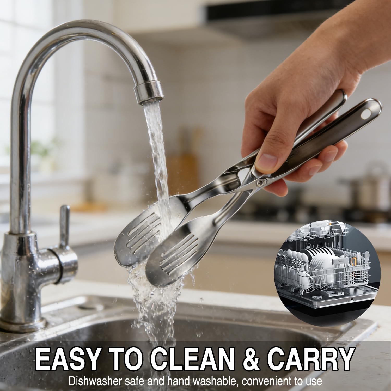 Dishwasher-safe heat resistant kitchen tongs